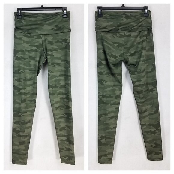 Onzie Size M/L Camo Pull on High Rise Athletic Leggings in Green - Picture 1 of 12